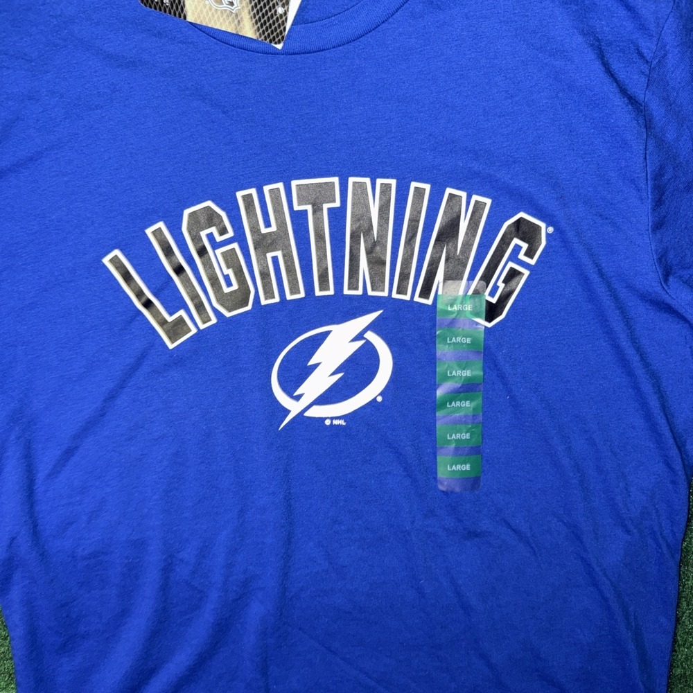 Men's NHL Tampa Bay Lightning Blue T Shirt Size Large S1S2 - Picture 2 of 6